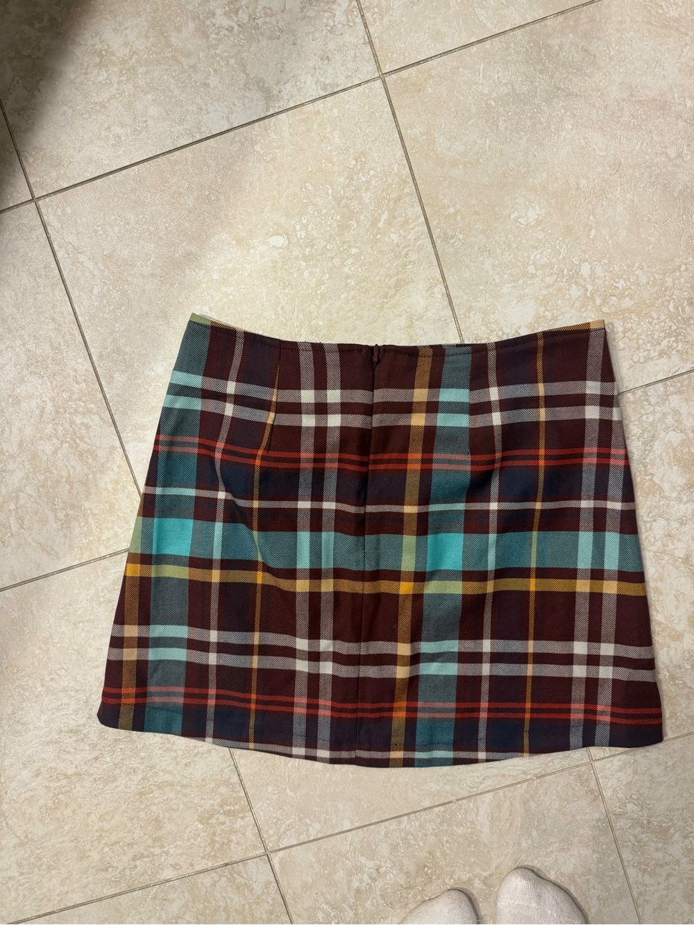 Urban Outfitters petite brown, teal, and beige plaid mini skirt in XS #plaid - Picture 3 of 4